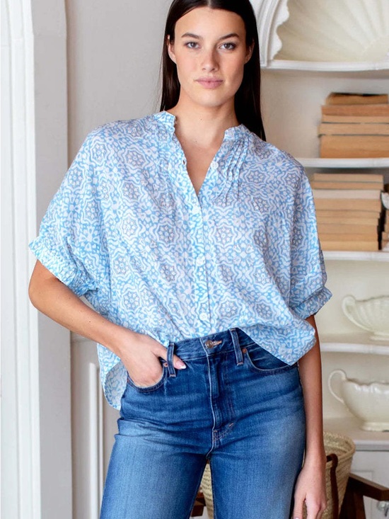 Emerson Fry Tops - Emerson Fry Mandarin Collar Top
